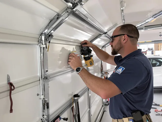 Huntersville Garage Door Repair technician quieting a noisy garage door in Huntersville