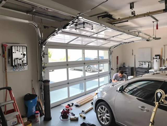 Garage door noise reduction service by Huntersville Garage Door Repair in Huntersville