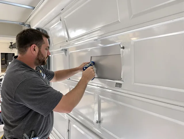 Garage door panel repair by Huntersville Garage Door Repair in Huntersville
